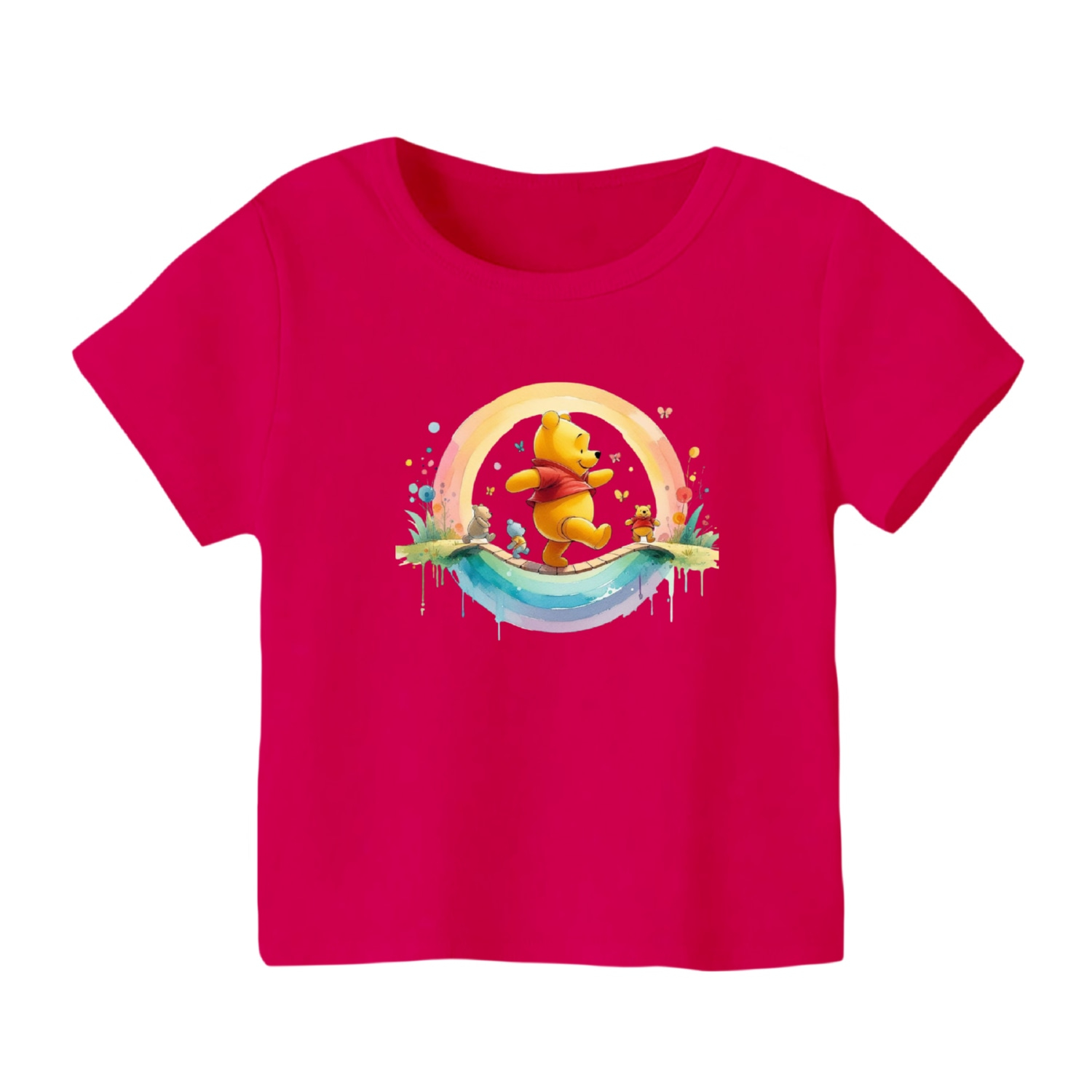 تی شرت آستین کوتاه بچگانه مدل پو کد 52 رنگ سرخابی