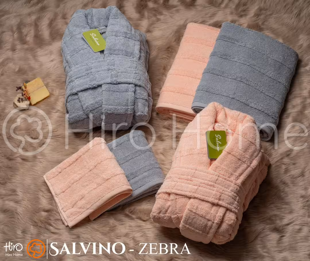 حوله ست دو نفره سالوینو رنگ گلبهی و نقرآبی