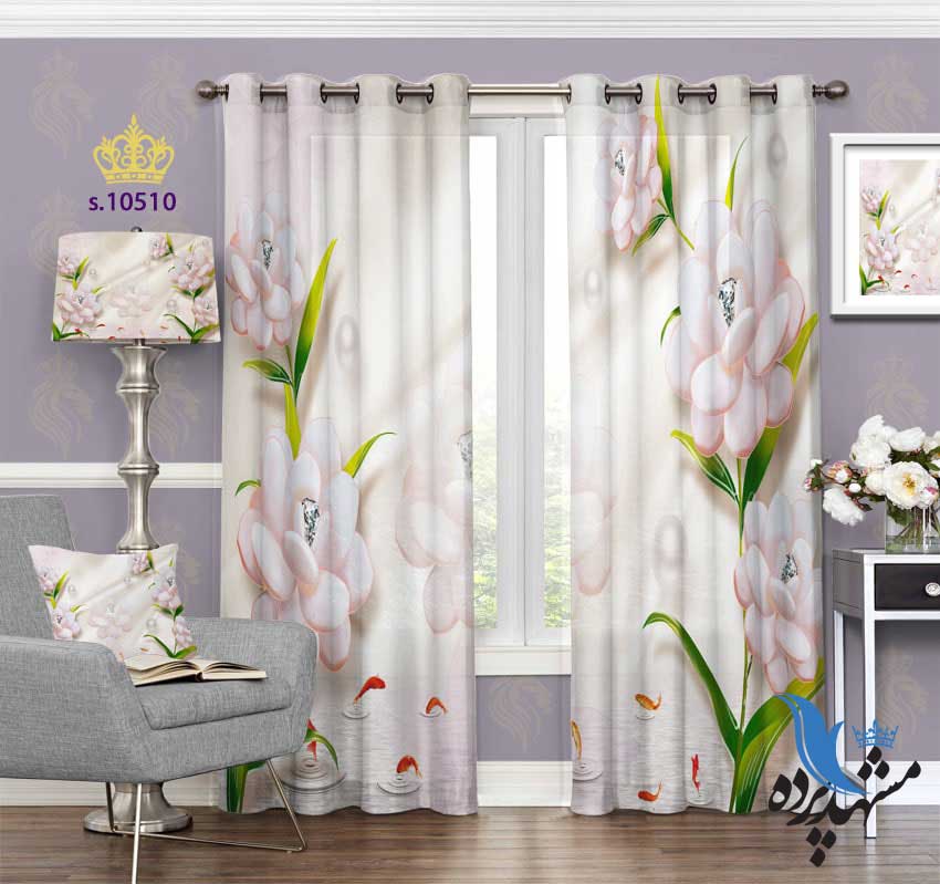 پرده پانچ طرح گل فانتزی S105410