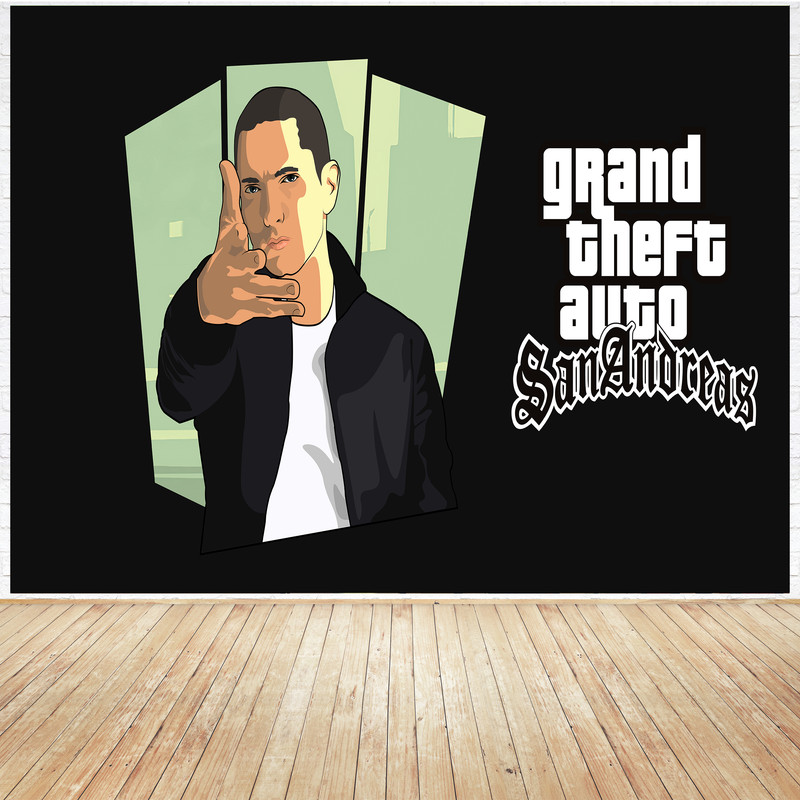 تابلو شاسی مدل گیمینگ طرح پوستر امینم  با طرح gta جی تی ای کد 1088 | دنیای قاب