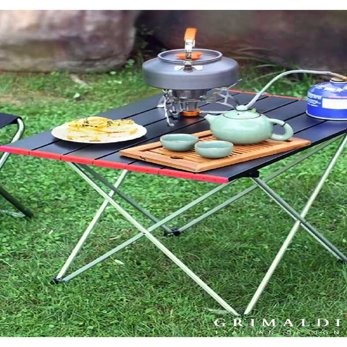 میز کمپ مشکی سیاه کمپینگ اردوگاه آلومینیومی تاشو و پیک نیک 56 4 41 X 45 سانتی متر GRİMALDİ