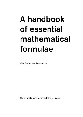 خرید و دانلود نسخه کامل کتاب A Handbook of Essential Mathematical Formulae