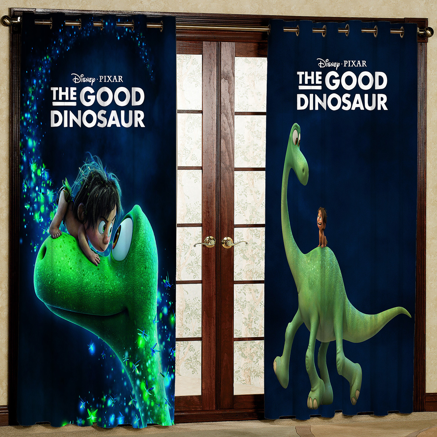  پرده مدل کارتون دایناسوری مخمل پانچی کد 962 سایز 140x280 سانتی متر