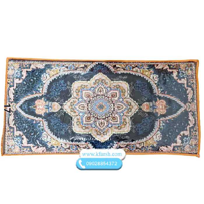 پشتی فرش ماشینی 700شانه زمینه سرمه ای کد 17