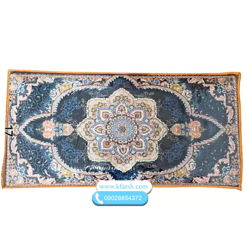 پشتی فرش ماشینی 700شانه زمینه سرمه ای کد 17