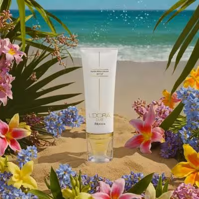 کرم ضد آفتاب  SPF50 بی رنگ مناسب انواع پوست لدورا کر 80 میلی لیتر