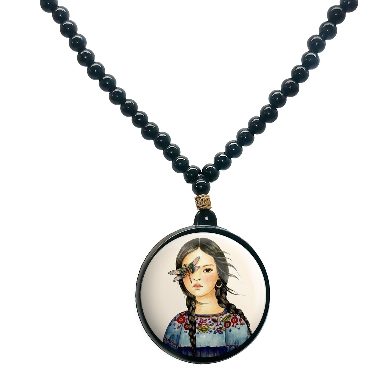 گردنبند پرمانه طرح دخترونه کد pmd.4543 مدل دو طرفه