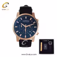 پک کادویی ساعت مچی مردانه بند چرمی مشکی سه موتوره کرنوگراف مونته با بند اضافه  M751340 BLRGL