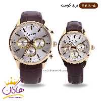 ساعت کرست ست بند چرمی فول دیت 6711/5