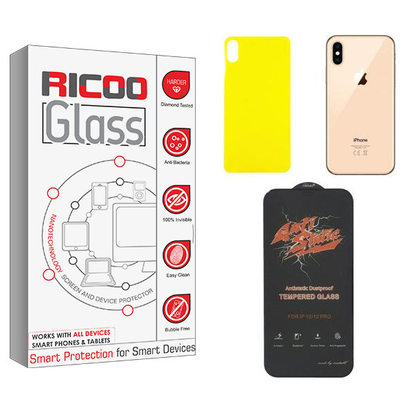 محافظ صفحه نمایش ریکو مدل Ricoo  ANTI-STATIC مناسب برای گوشی موبایل اپل iPhone XS MAX  به همراه محافظ پشت گوشی | کالا برتری