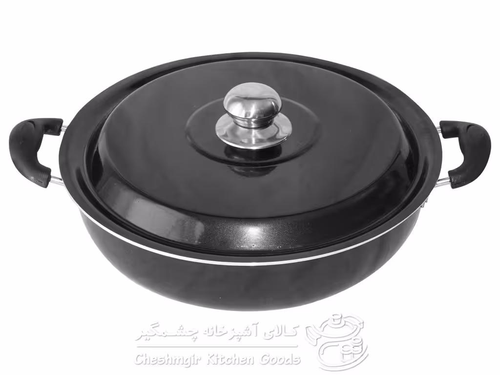 تابه گرانیت ضخیم سایز 32 رویال رنگ مشکی متالیک