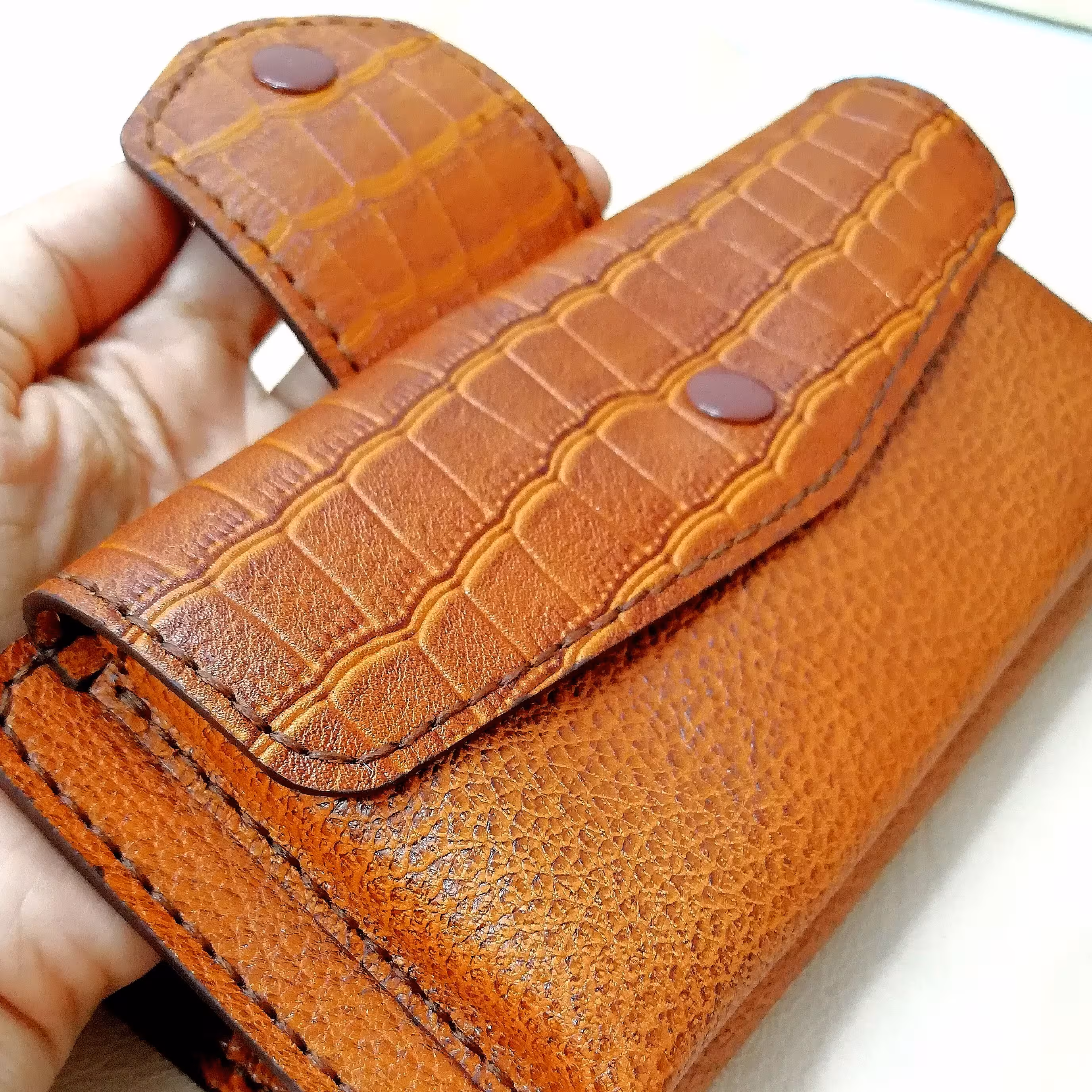 کیف پول کتی چرم طبیعی دست دوز (سفارشی) 