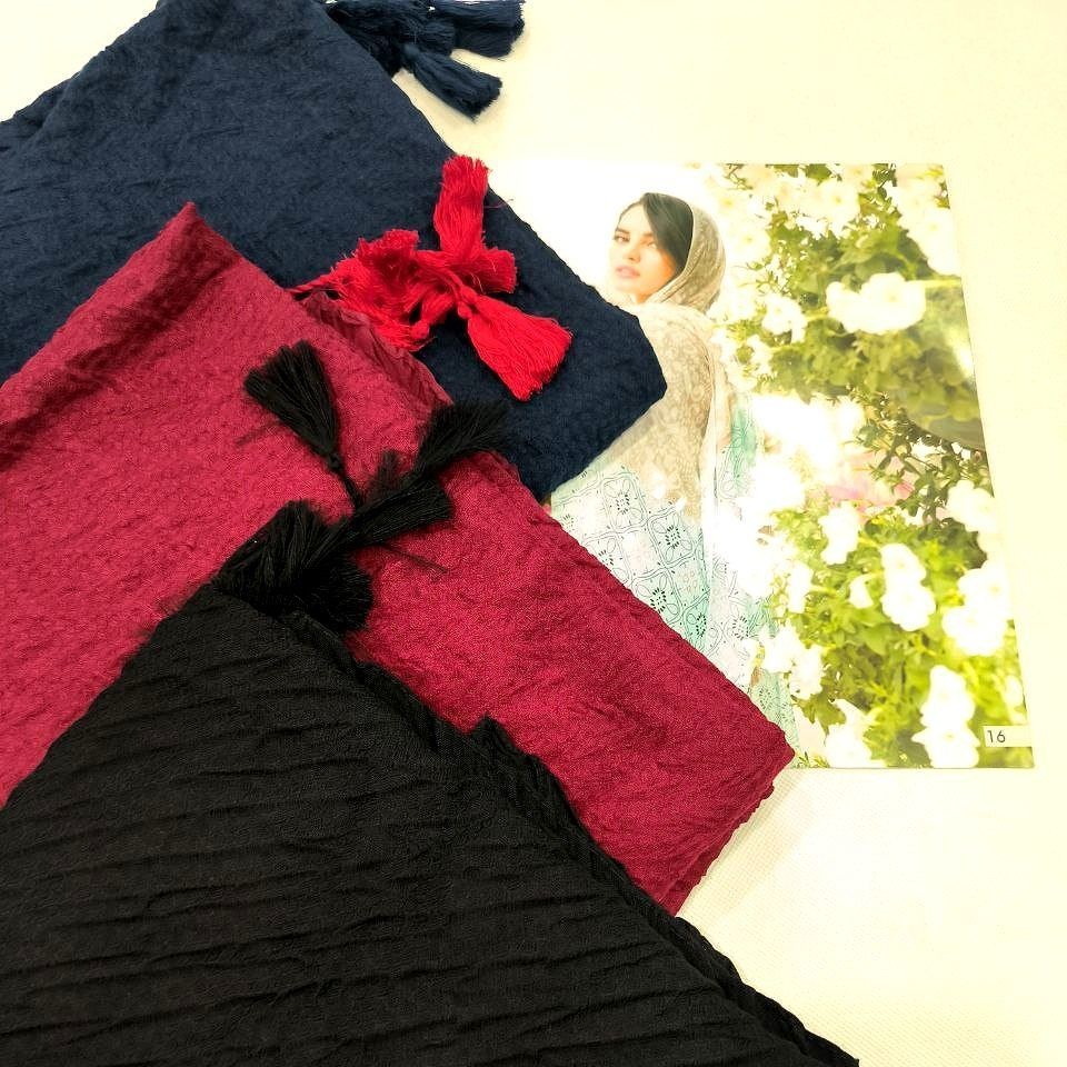 روسری نخی پلیسه منگوله دار ضخیم قواره 125