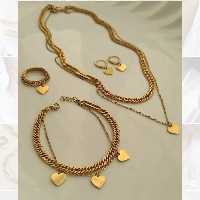 ست کارتیر استیل با آویز قلب  ،ارسال رایگان،رنگ ثابت تضمینی، مناسب استفاده روزانه و دائم و هدیه،بدلیجات استیل