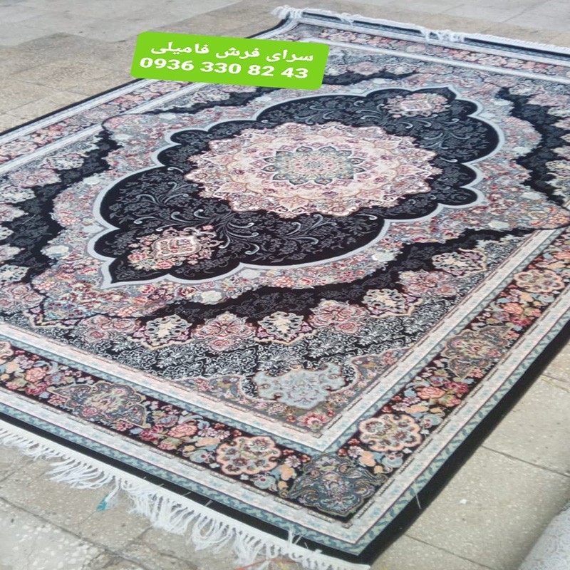 فرش ماشینی طرح آوا رنگ سرمه ای700شانه نخ اکریلیک