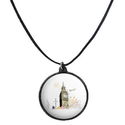 گردنبند پرمانه طرح سفر و مکان های تاریخی کد pmb.32417مدل دو طرفه