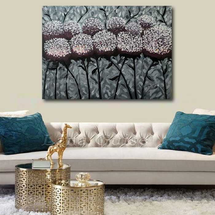 تابلو نقاشی اکریلیک طرح گل هورتانسیا کد 0055