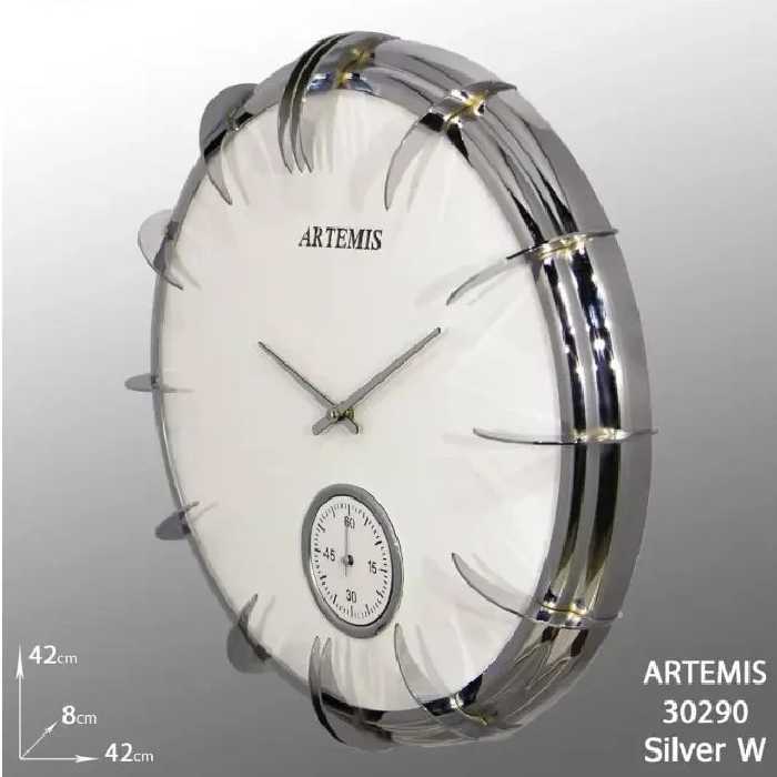 ساعت دیواری آرتمیس کد 30290 Silver White نقره ای سفید