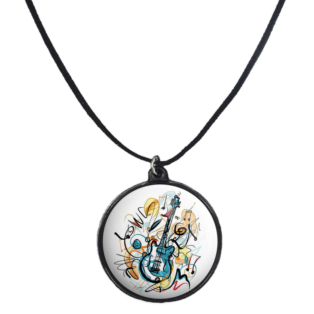 گردنبند پرمانه طرح گیتار کد pmb.30529مدل دو طرفه