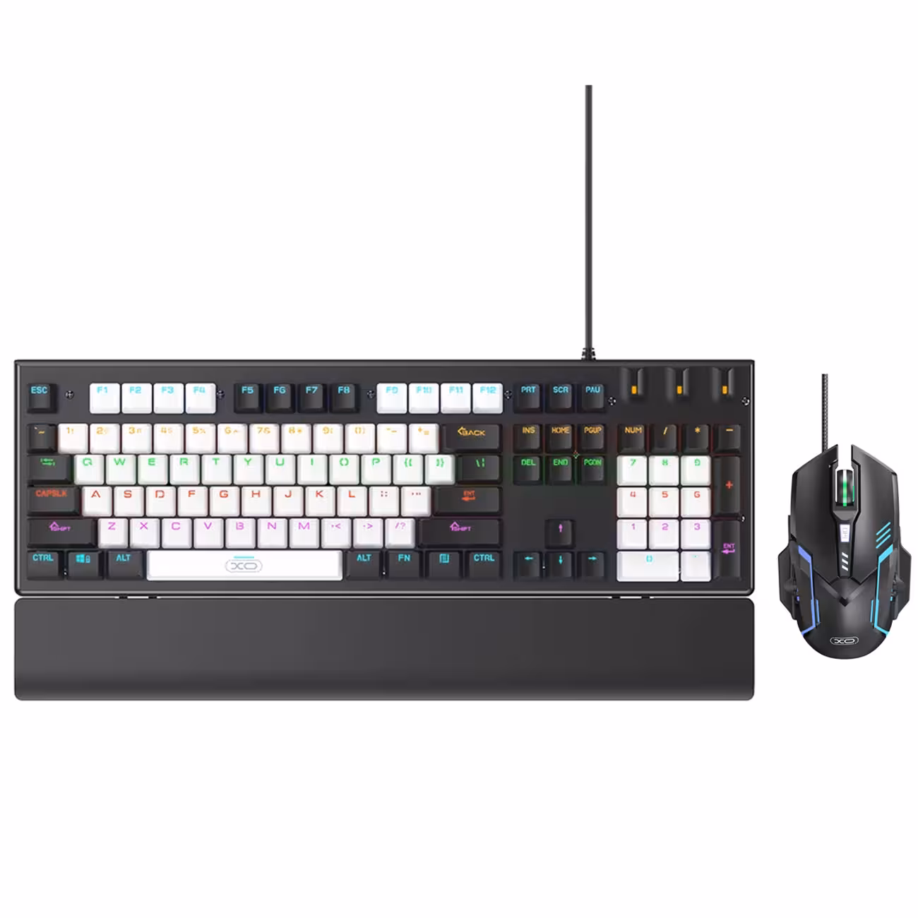ست گیمینگ موس و کیبورد سیمی با نورپردازی RGB ایکس او KB-06