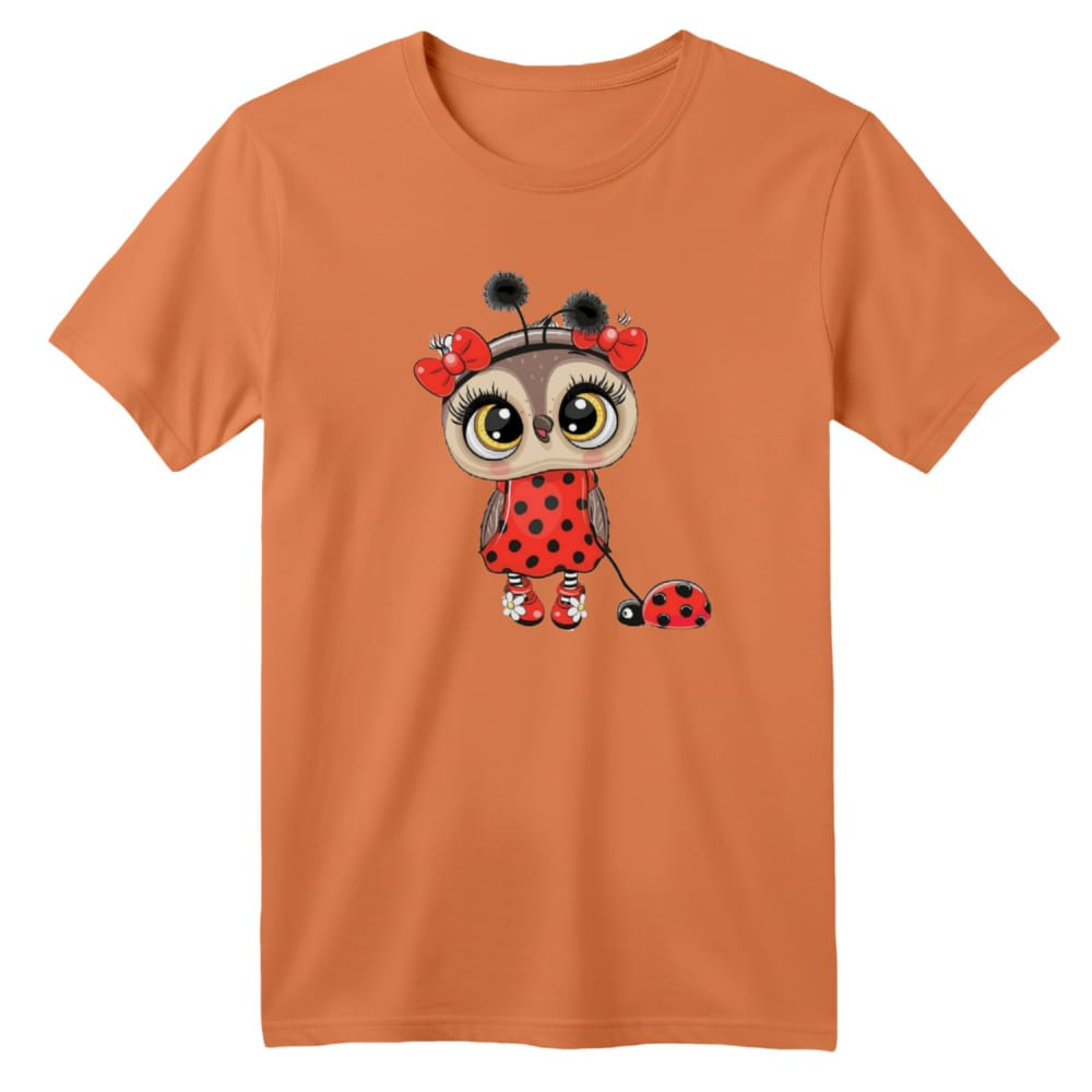 تی شرت آستین کوتاه بچگانه مدل جغد کد 1 رنگ گلبهی