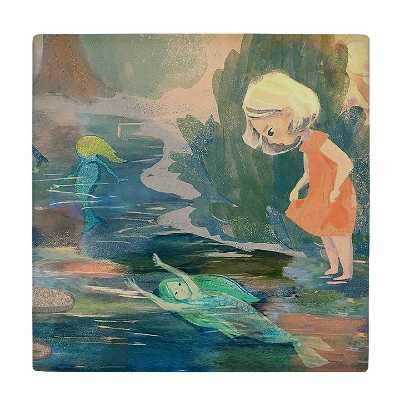 کاشی کارنیلا طرح نقاشی دختر و پری دریایی کد wkk2000