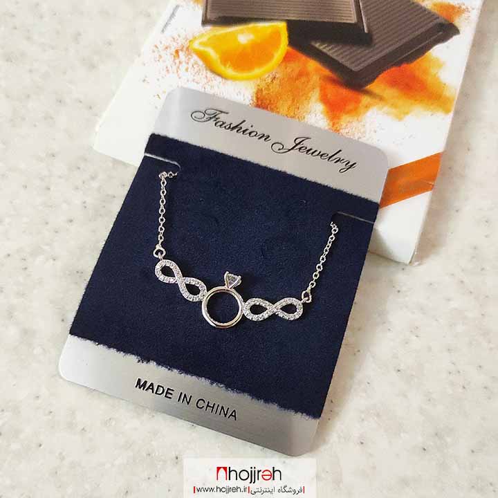 اطلاعات ، قیمت و خرید گردنبند استیل طرح حلقه و بی نهایت نقره ای کد D365