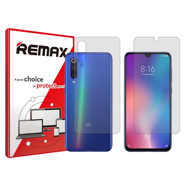 گلس صفحه نمایش و پشت گوشی شیائومی Mi 9 SE مدل هیدروژلی شفاف برند ریمکس کد SS