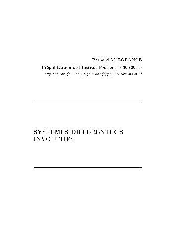 خرید و دانلود نسخه کامل کتاب Systmes diffrentiels involutifs (Fourier Inst. n.636, 2004, SMF)