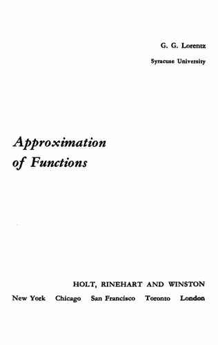 خرید و دانلود نسخه کامل کتاب Approximation of Functions
