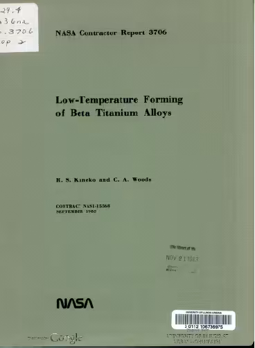 خرید و دانلود نسخه کامل کتاب Low-temperature forming of beta titanium alloys BY Woods - Pdf