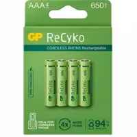 باتری نیم قلمی قابل شارژ جی پی مدل Rechargeable Cordless phone Recyko 650 بسته چهار عددی