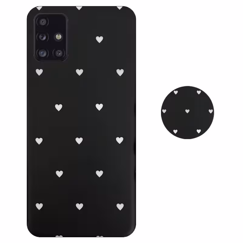 قاب گوشی Samsung Galaxy A51 مدل آی ام دی لاولی طرح قلب مشکی به همراه پاپ سوکت