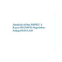 خرید و دانلود نسخه کامل کتاب Analysis of the MPEG-1 Layer III Algorithm Using MATLAB