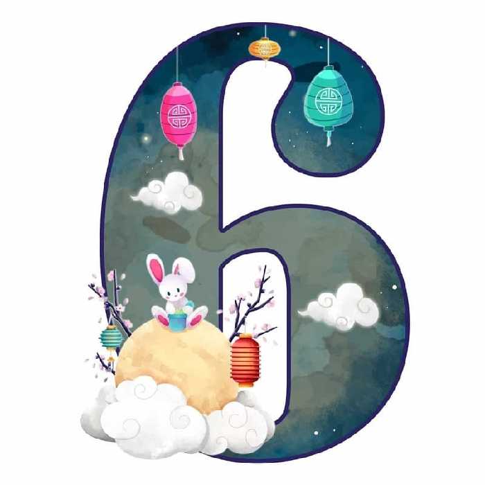 استند رومیزی تولد مدل عدد 6 طرح خرگوش