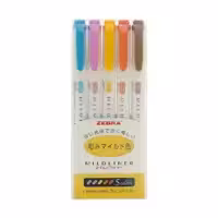 ماژیک علامت گذار دوسر زبرا مدل MILDLINER بسته 5 عددی