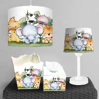 سطل زباله و و ساعت دیواری اتاق نوزاد طرح حیوانات BA-9418