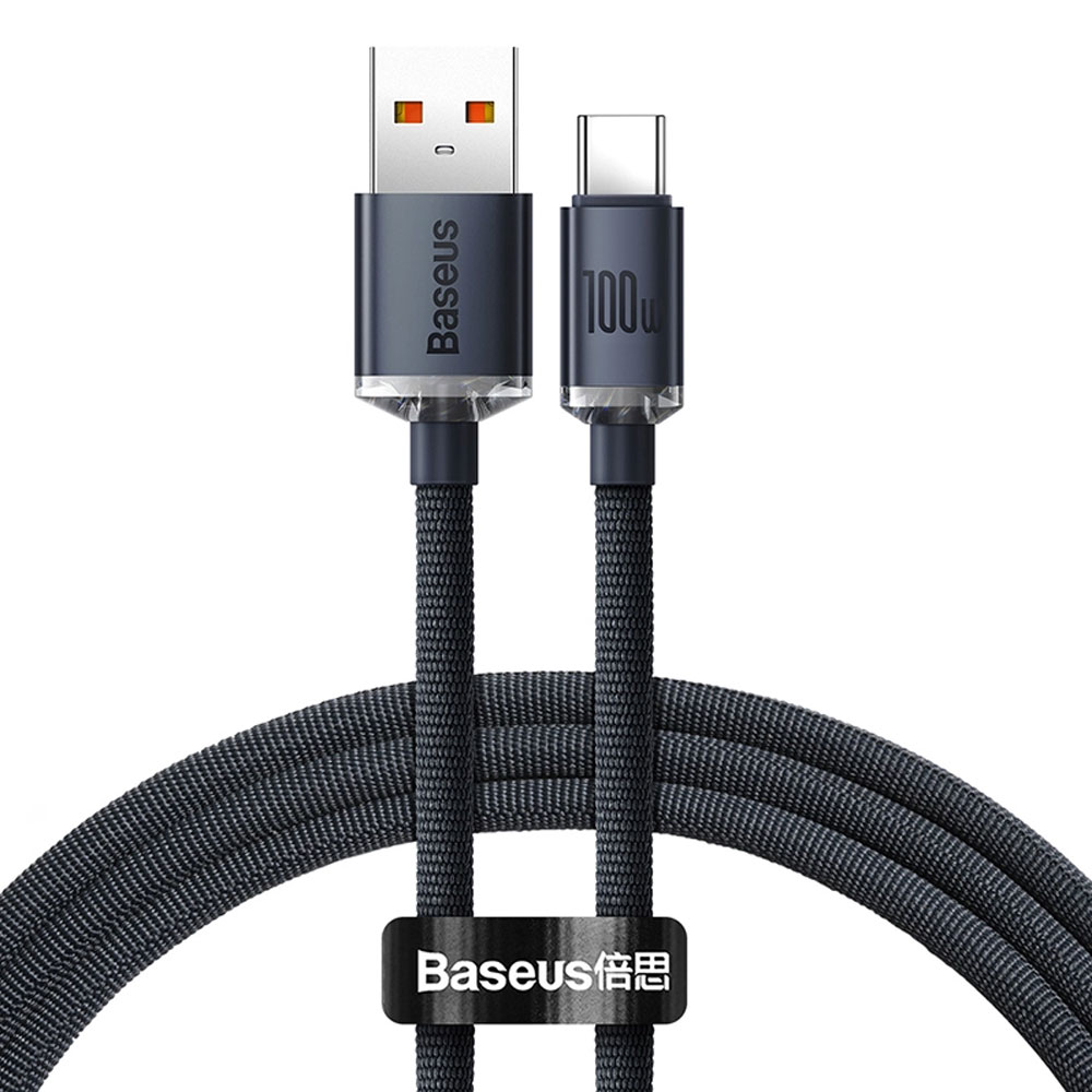 کابل شارژ USB به Type-C بیسوس مدل Crystal Shine طول 1.2 متر توان 100 وات