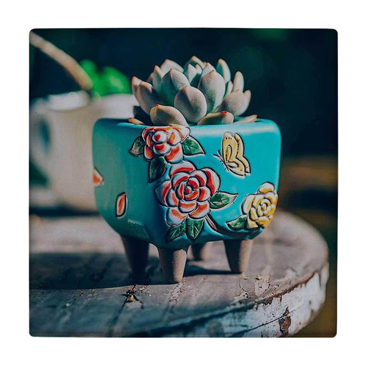 کاشی کارنیلا طرح گلدان کاکتوس مدل لوحی کد klh666