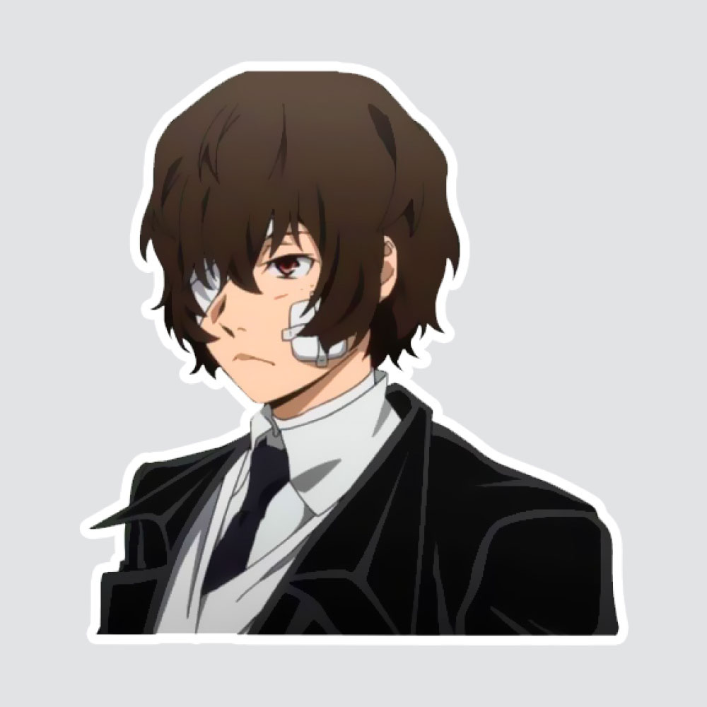 استیکر لپ تاپ پیکسل میکسل مدل انیمه سگ های ولگرد بانگو دازای کت و شلوار