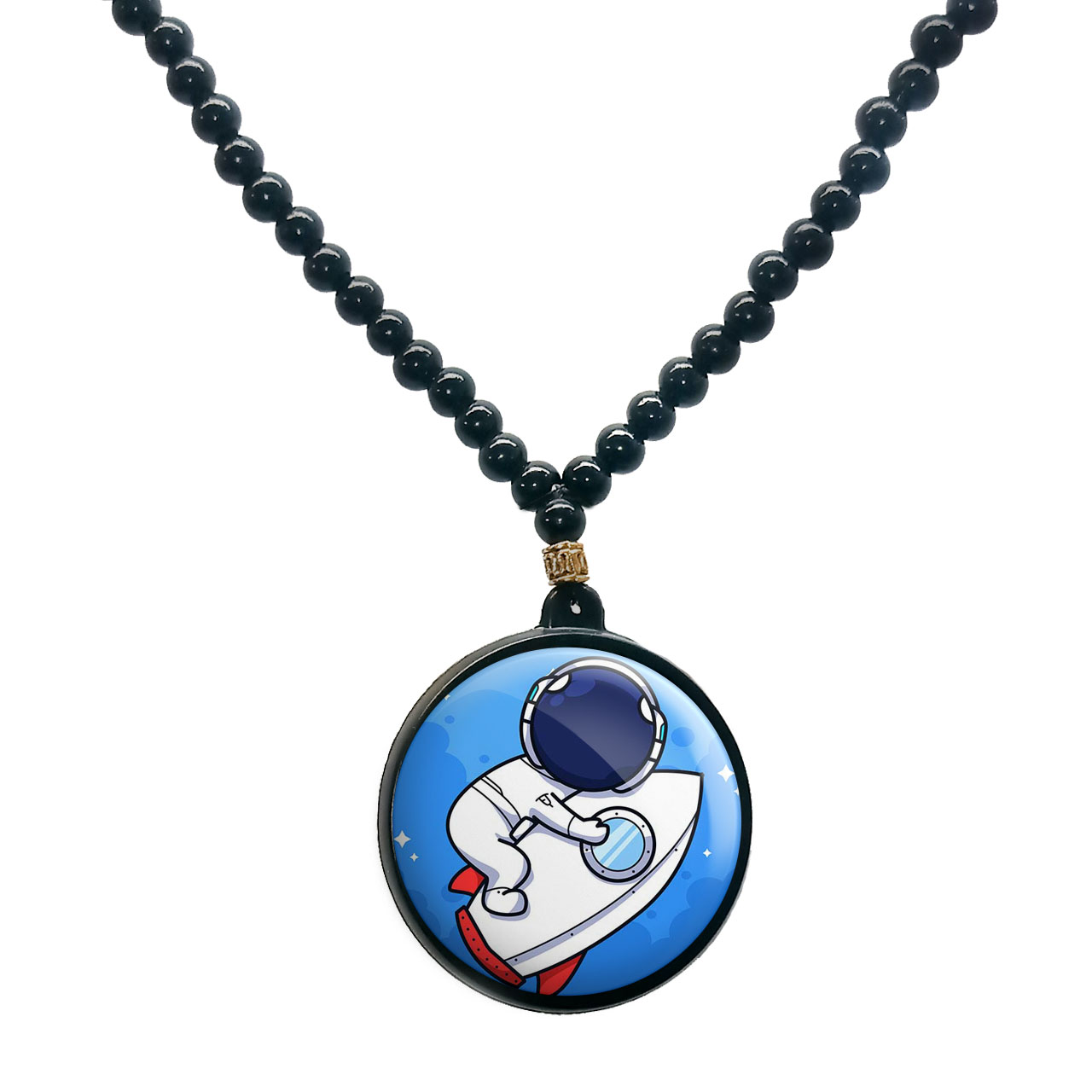 گردنبند پرمانه طرح فضانورد کد pmd.10360 مدل دو طرفه