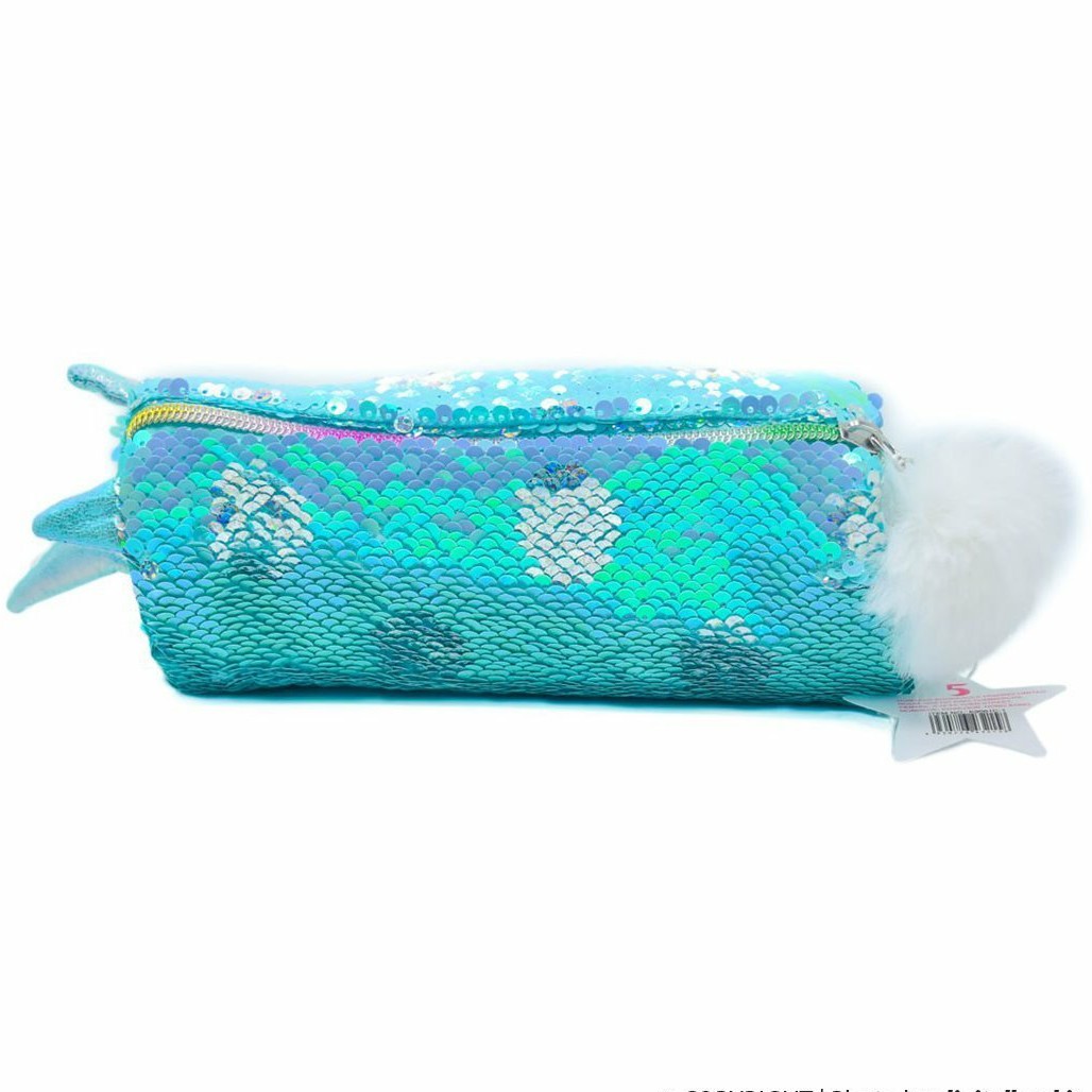 جامدادی پولکی  طرح یونیکورنی آبی روشن