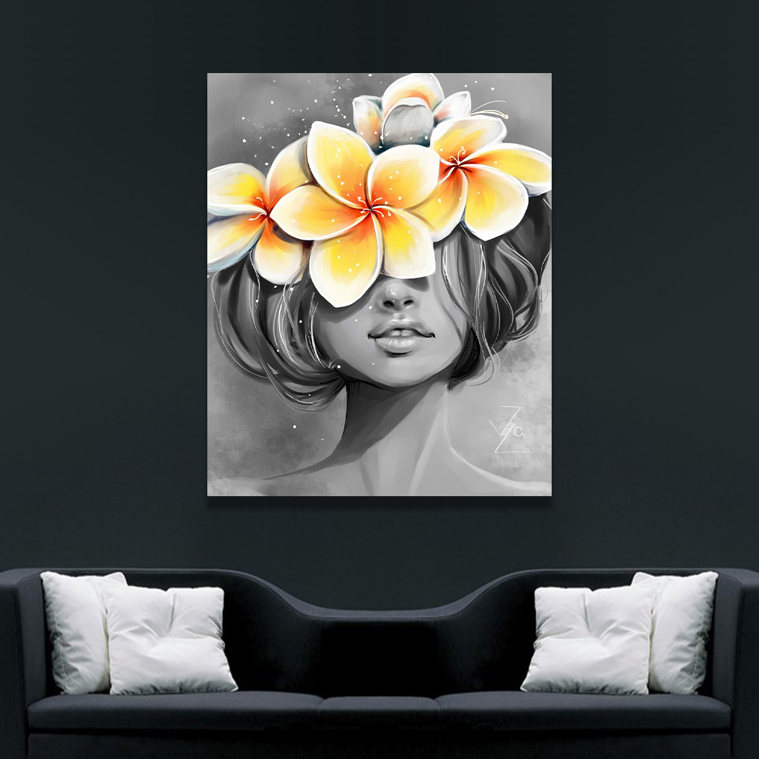 تابلو بوم مدل تلفیقی گل و دختر کد VND-21