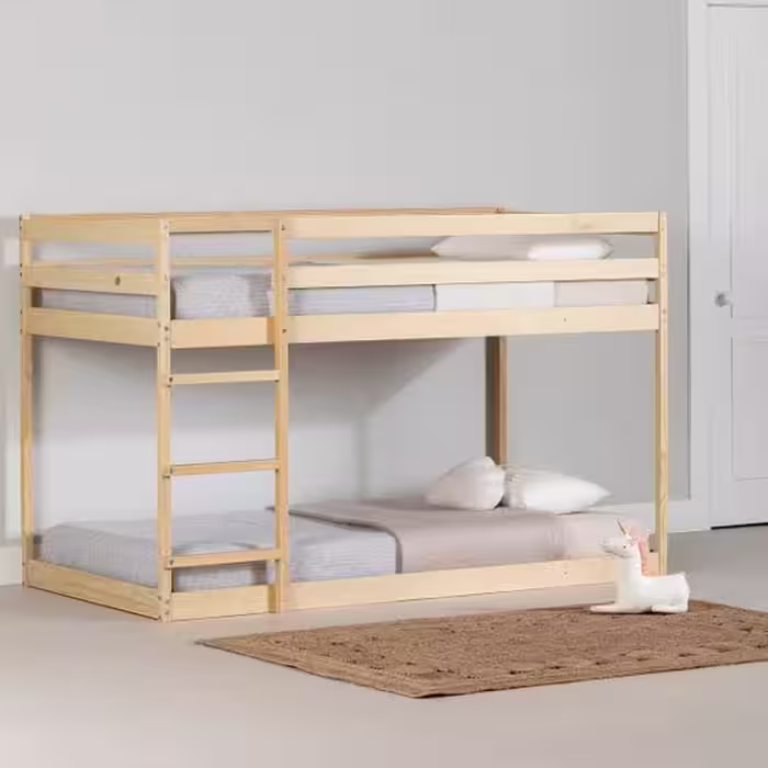 خرید تخت خواب چوبی دو طبقه کودک و نوجوان با ارتفاع کوتاه تمام چوب کد D5
