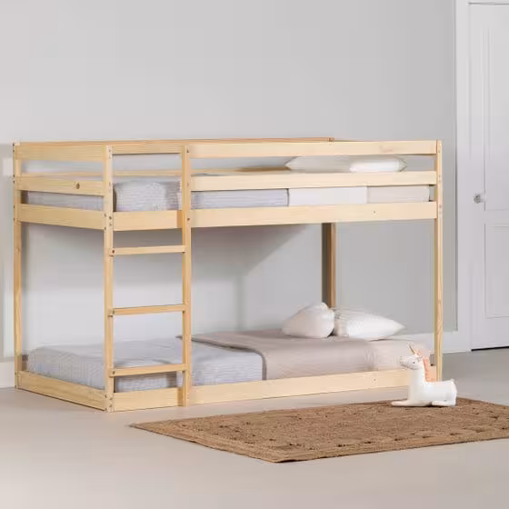 خرید تخت خواب چوبی دو طبقه کودک و نوجوان با ارتفاع کوتاه تمام چوب کد D5