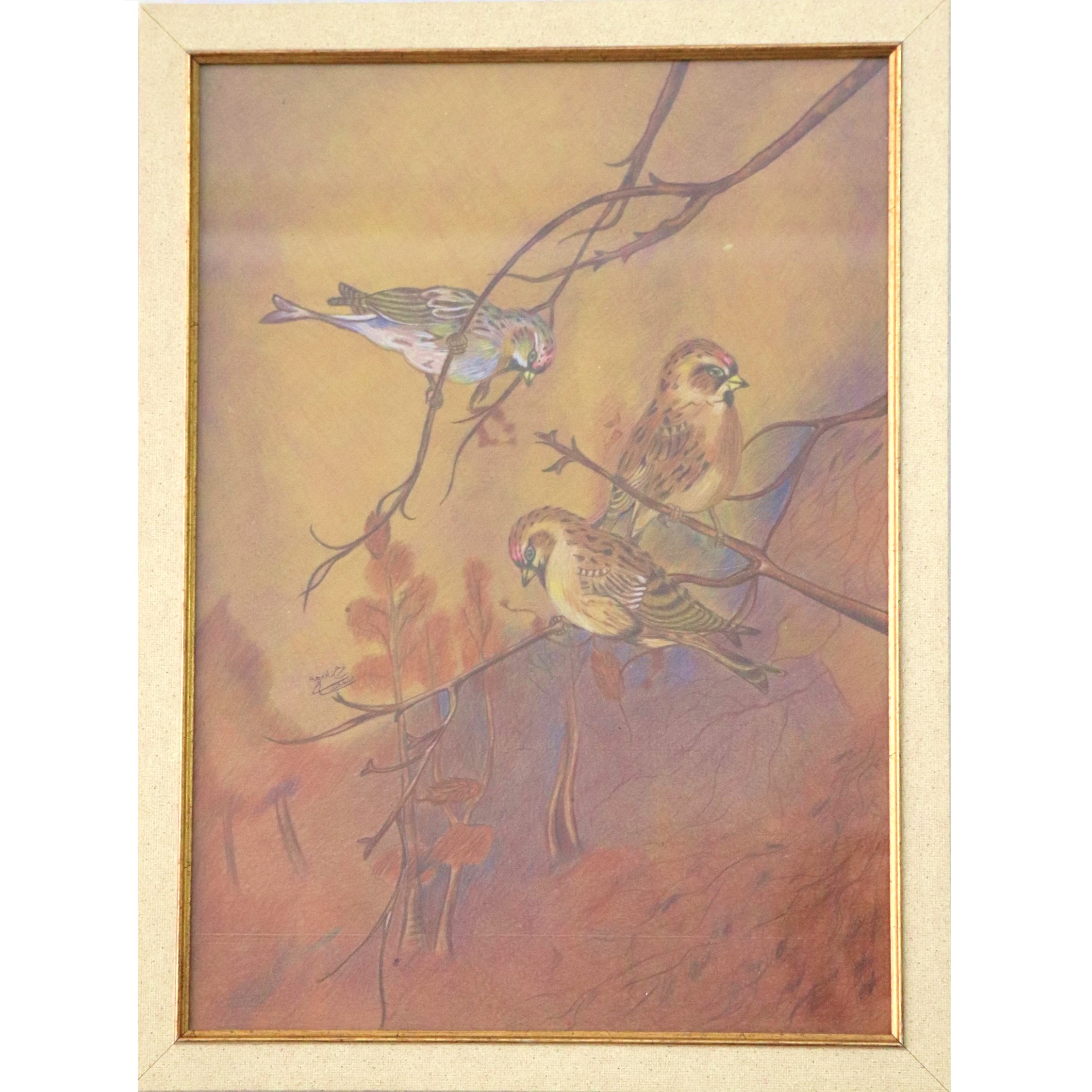 تابلو نقاشی مداد رنگی طرح پرنده 