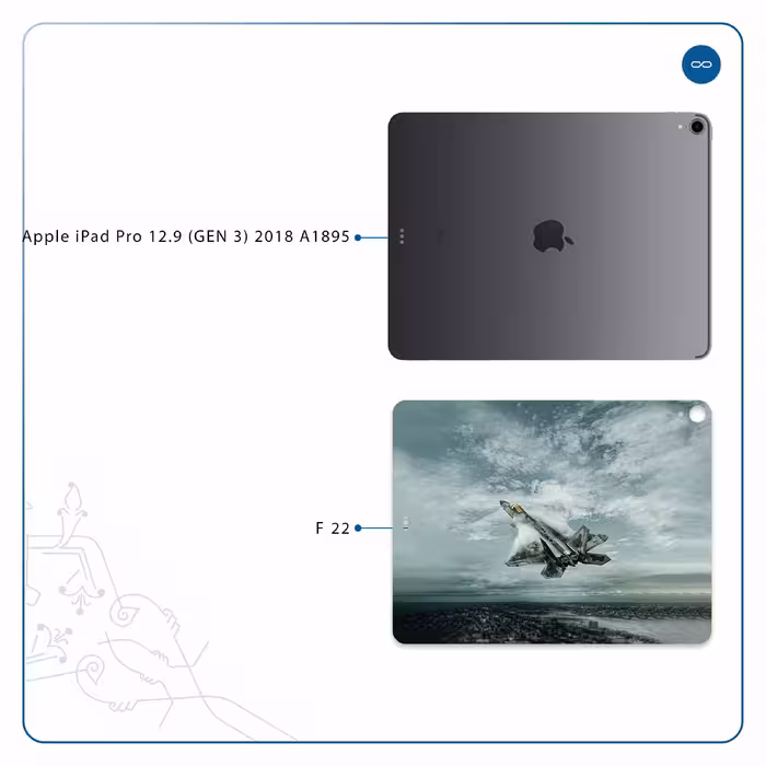 برچسب پوششی ماهوت مدل F-22 Raptor مناسب برای تبلت اپل iPad Pro 12.9 (GEN 3) 2018 A1895