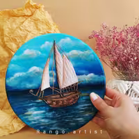 دیوارکوب سفالی رنگو ،نقاشی با دست،دکوری و قابل شستشو