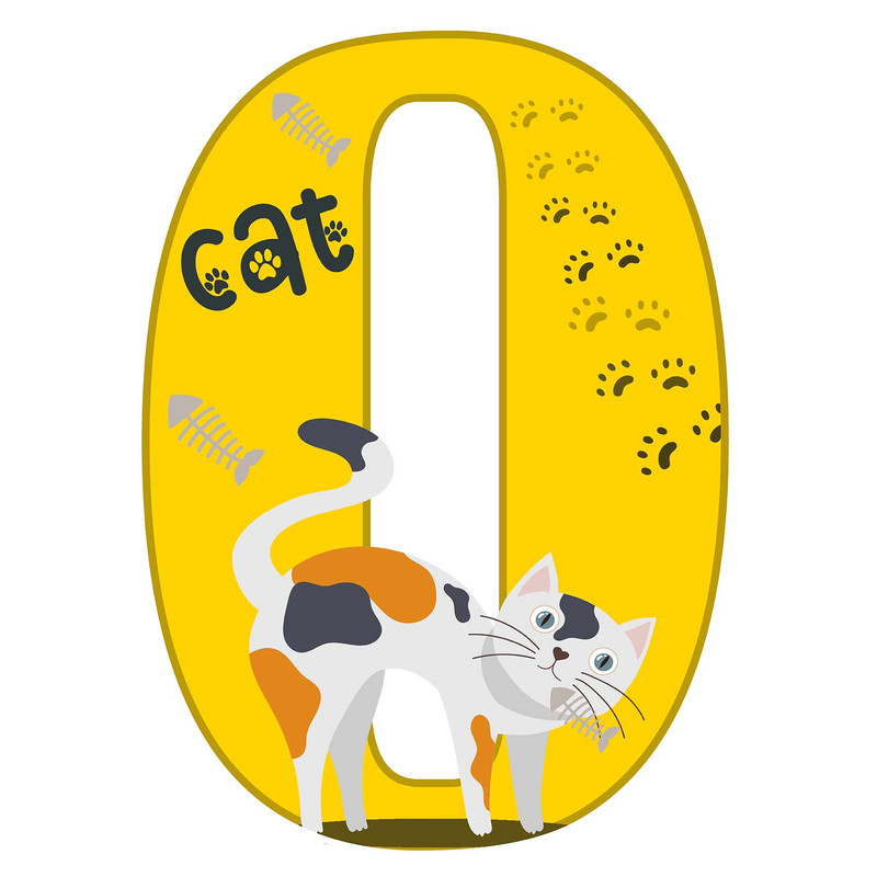 استند رومیزی تولد مدل عدد 0 طرح گربه کد 1473