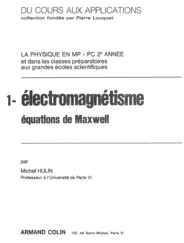 خرید و دانلود نسخه کامل کتاب Electromagnetisme 1 : les equations de Maxwell
